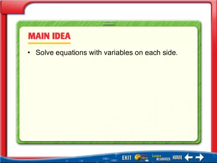 Solving Equations with Variables on Each Side - Example 1