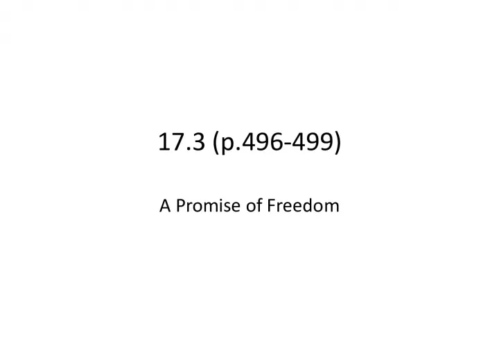 A Promise of Freedom