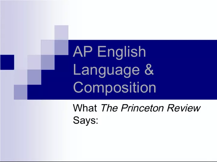Overview of the AP English Language and Composition Multiple Choice Section