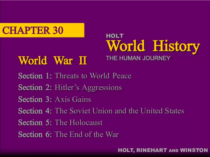 World War II: Threats to Peace and Hitler's Aggressions