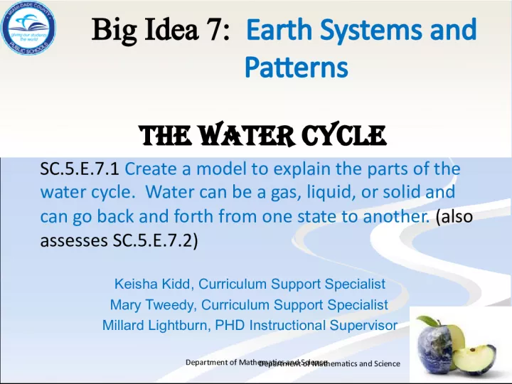 Explaining the Water Cycle Through Modeling