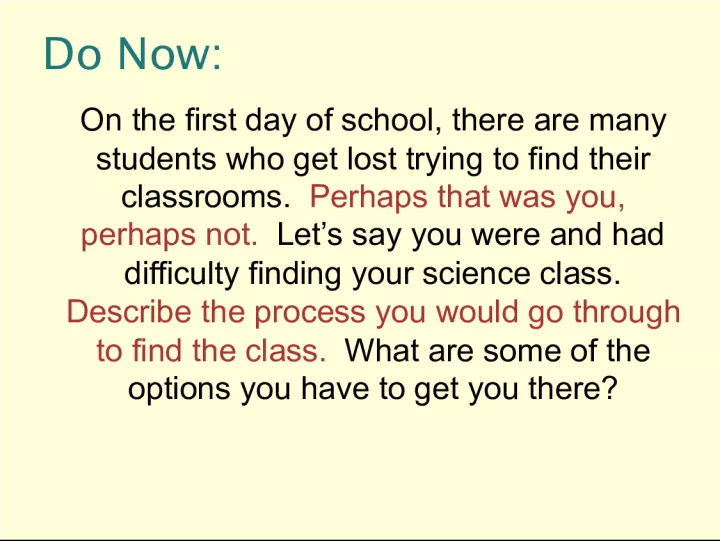 Finding Your Way: The Scientific Method for Classroom Navigation