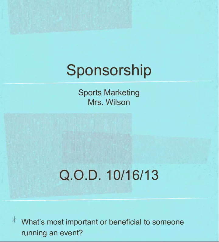 Sports Sponsorship: The Importance of the Event Triangle