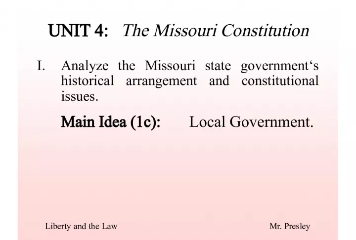 Analyzing the Historical Arrangement and Constitutional Issues of Missouri's Local Government