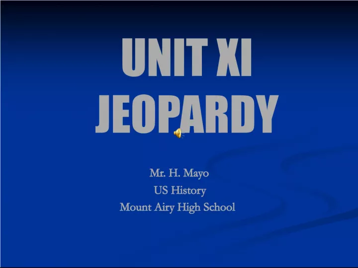 Unit X Jeopardy