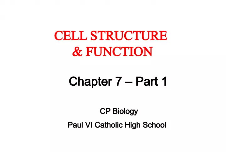 Cell Structure and Function: A Historical Overview
