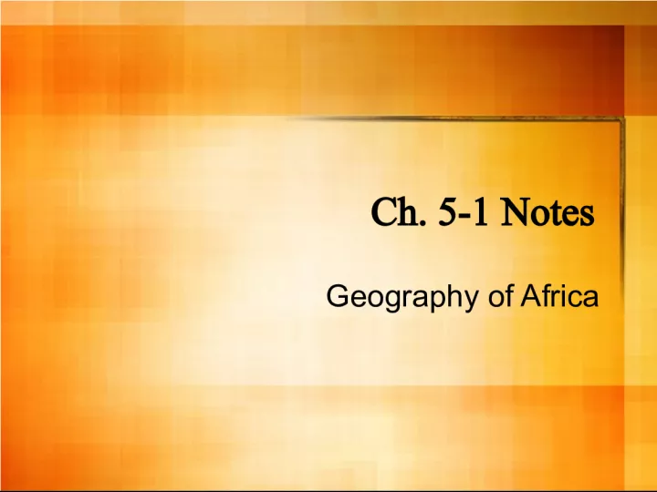 Geography of Africa: Geographic Features