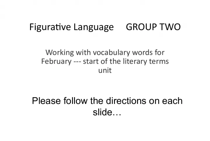 Figurative Language: Working with Vocabulary Words for February