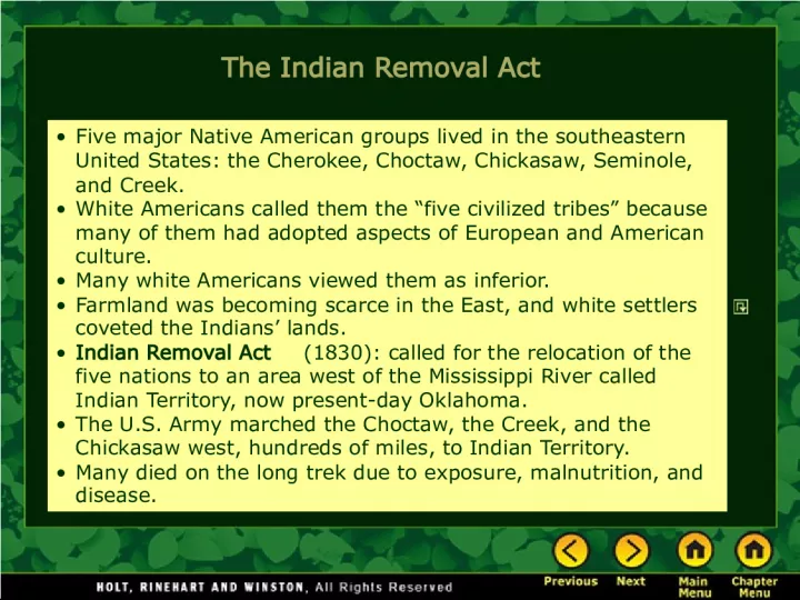 The Indian Removal Act