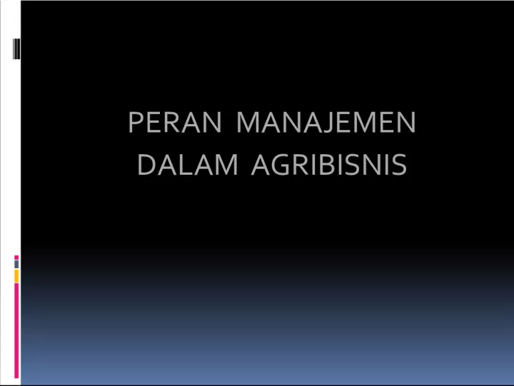 The Role of Management in Agribusiness