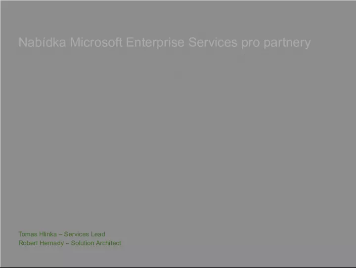 Microsoft Enterprise Services Pro Partners Tomas Hlinka and Robert Hernady Represent Main Capability for Microsoft Platform Services
