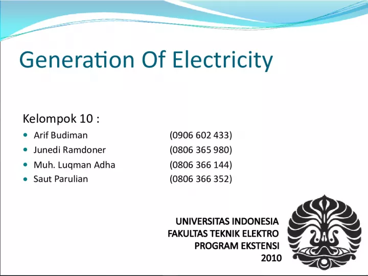 Kelompok 10 - Generation of Electricity