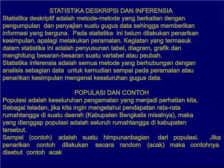 Statistika Deskripsi dan Inferensia