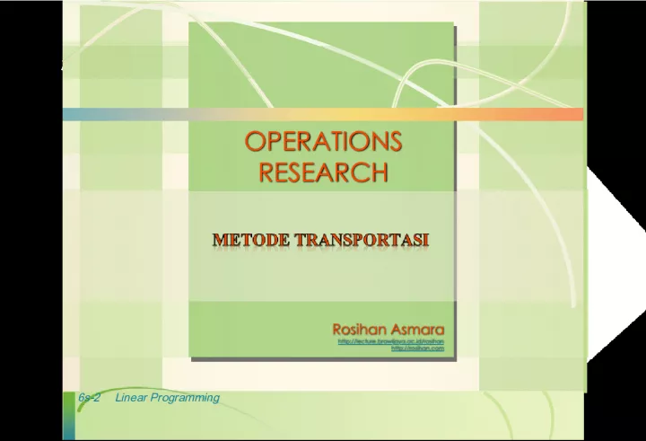 Linear Programming and Transportation Methods in Operations Research
