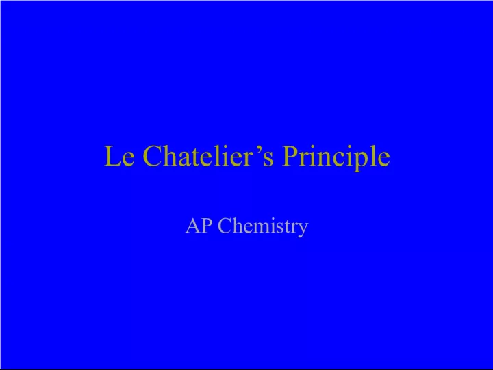Le Chatelier's Principle in AP Chemistry