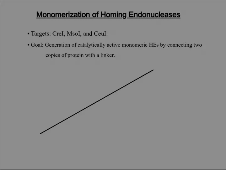 Monomerization of Homing Endonucleases Targets CreI, MsoI, and CeuI