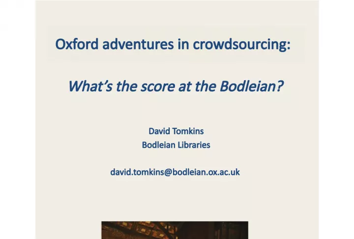 Oxford Adventures in Crowdsourcing: What's the Score at the Bodleian?