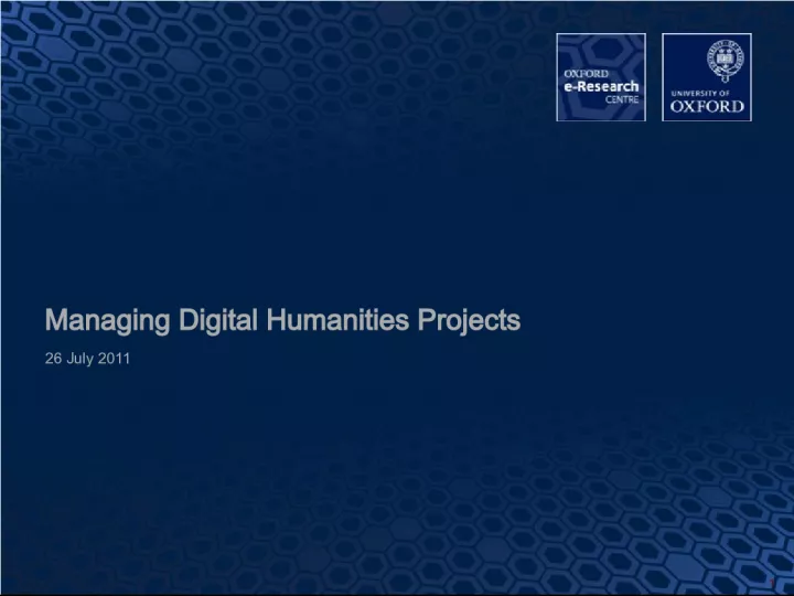 Managing Digital Humanities Projects: Lessons Learned and Best Practices