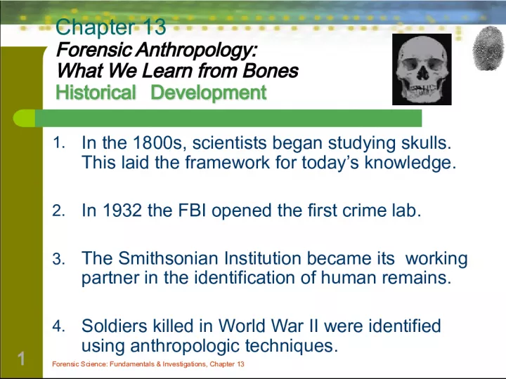 Historical Development of Forensic Anthropology