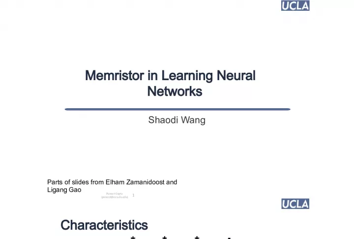 Memristor in Learning Neural Networks