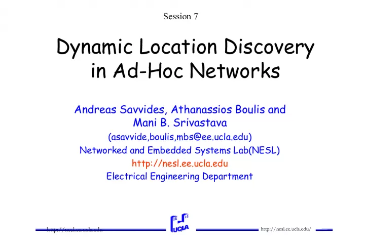 Dynamic Location Discovery in Ad Hoc Networks