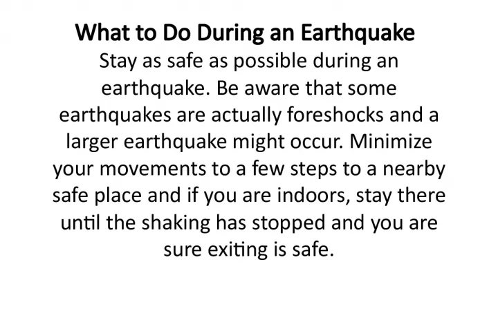 What to Do During an Earthquake
