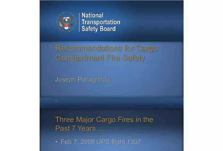 Recommendations for Cargo Compartment Fire Safety
