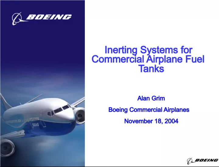 Inerting Systems for Commercial Airplane Fuel Tanks