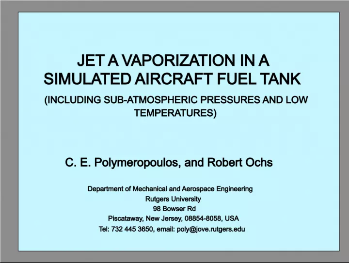 Jet A Vaporization in a Simulated Aircraft Fuel Tank Including Sub-Atmospheric Pressures and Low Temperatures
