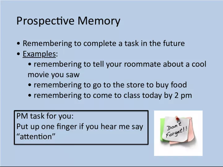 Understanding Prospective Memory and Its Relation to Retrospective Memory