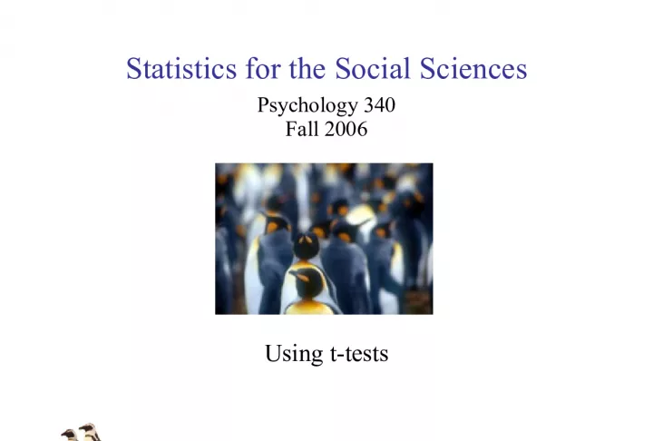 Statistics for the Social Sciences: Using t-tests