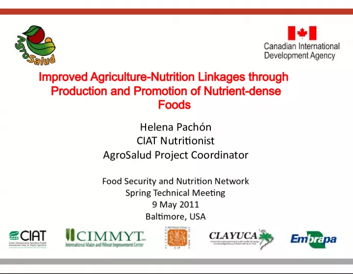 Biofortification: Developing Nutrient-Dense Staple Crops for Improved Agriculture Nutrition Linkages