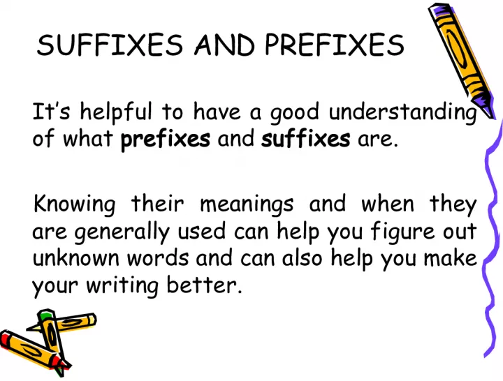 Understanding Prefixes and Suffixes