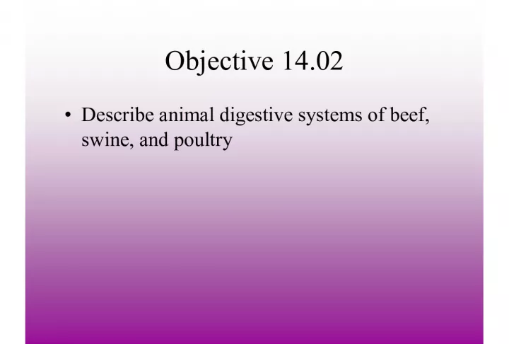 Animal Digestive Systems: Beef, Swine, and Poultry