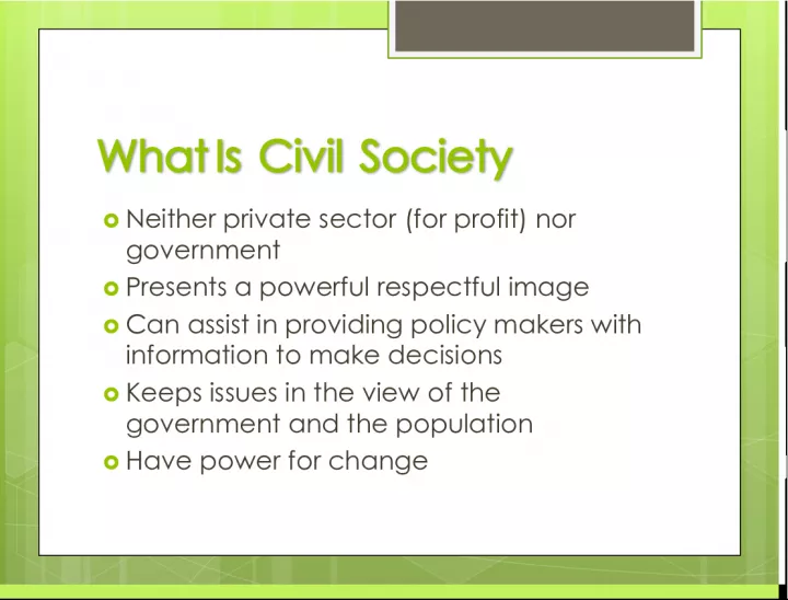 Understanding Civil Society and Regional Advocacy Needs
