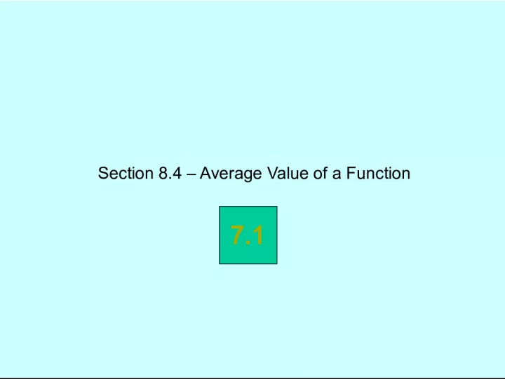 Average Value of a Function Formula