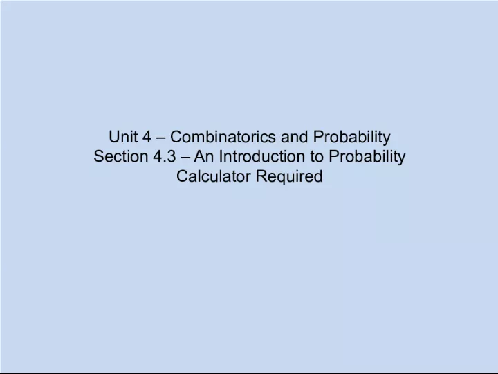 Introduction to Probability Calculator