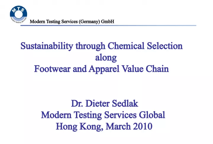 Chemical Selection for Sustainability in Footwear and Apparel Value Chain