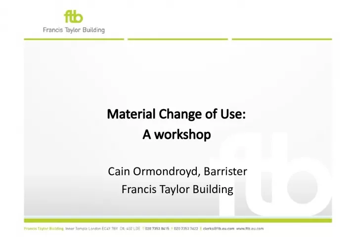 Material Change of Use: Understanding the Planning Laws