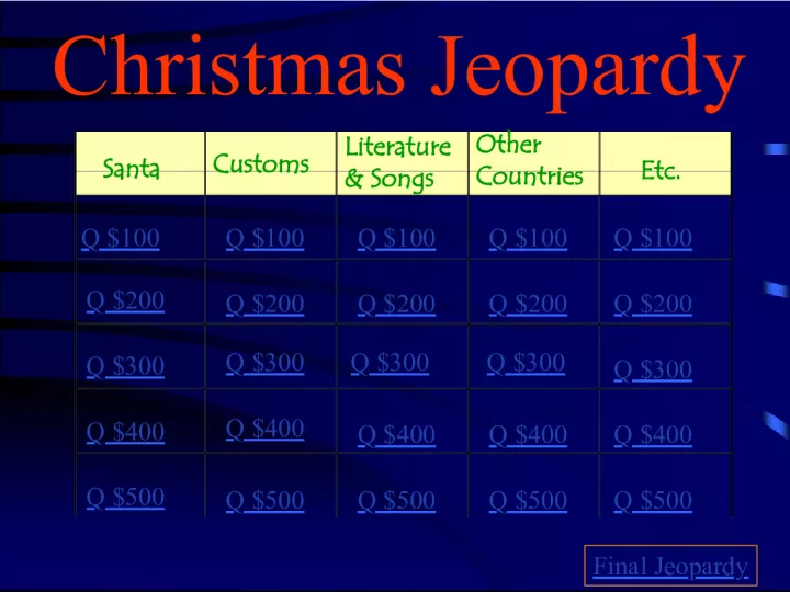 Christmas Jeopardy with Santa and Other Countries