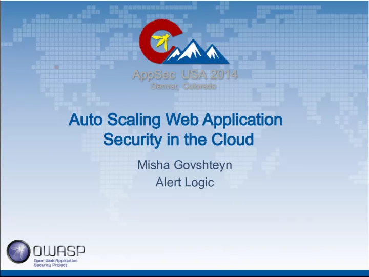 Auto Scaling Web Application Security in the Cloud