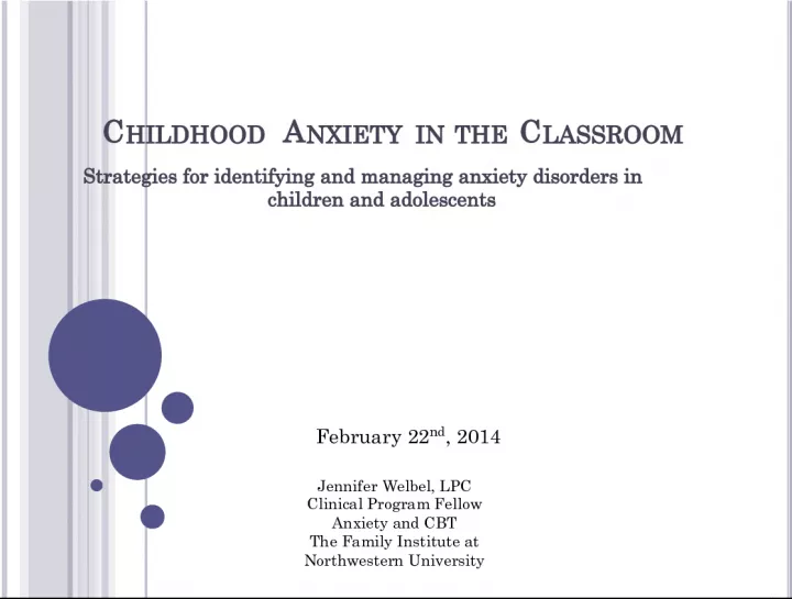Coping with Childhood Anxiety in the Classroom