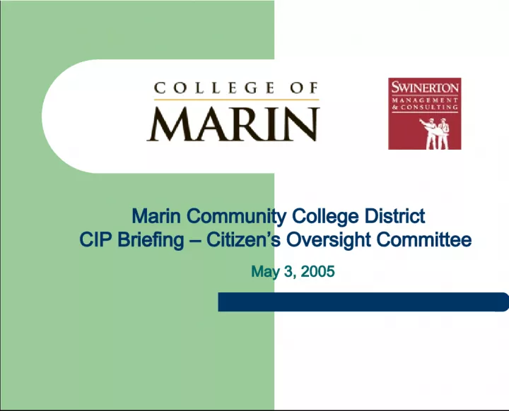 Marin Community College District's Capital Improvement Program (CIP) and Guiding Principals