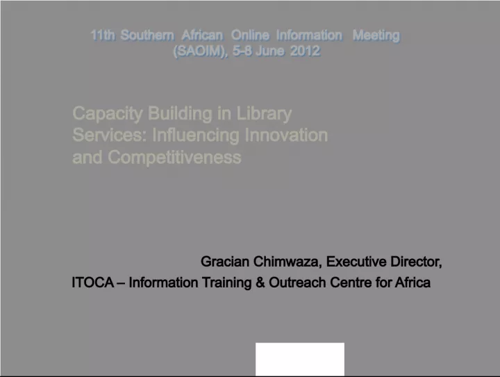 SAOIM 2021 – Transforming Libraries and Information Services in Southern Africa