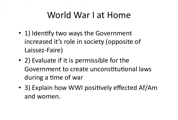 The Role of Government in World War I: Increased Power and Positive Effects