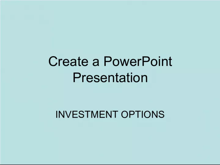 Investment Options Presentation
