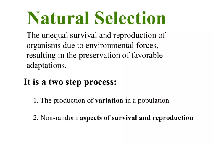 Natural Selection The unequal survival and reproduction