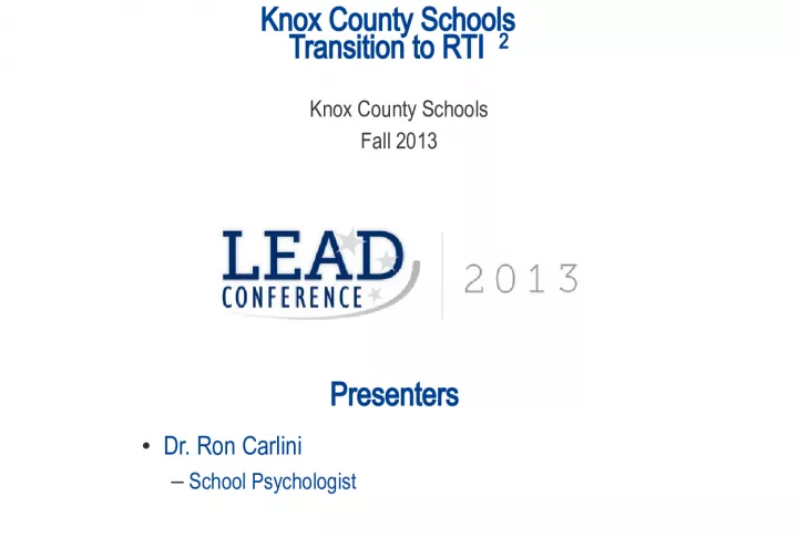 Knox County Schools' Transition to RTI 2
