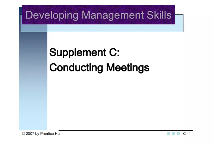 Effective Meeting Management Skills