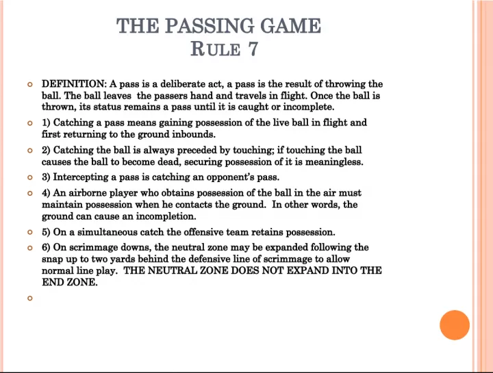 The Passing Game Rule 7 - Definition of a Pass